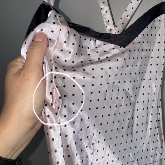 Vintage Marilyn Monroe by Warner’s Pink Satin Polka Dot Nighty Slip Dress Sz M - Picture 8 of 8